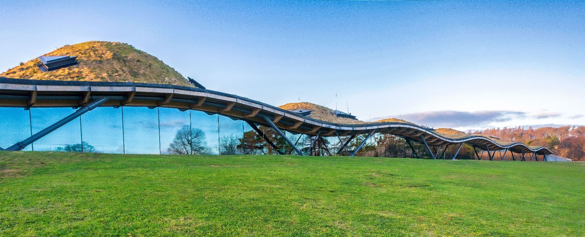 The undulating green roof of the Macallan distillery at Aberlour